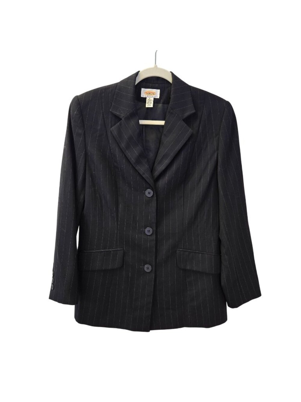 Talbots Petites 100% Worsted Wool Pinstripe Three Button Blazer Jacket Size 6P